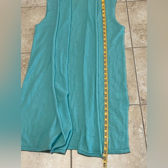 Tahari Cashmere Cardigan Sweater size Large knit warm casual 2-ply sleeve-less - Picture 6 of 8